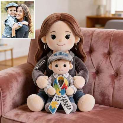 Autism Awareness Hug - Personalized Autism Awareness Faux Fur Shaped Pillow