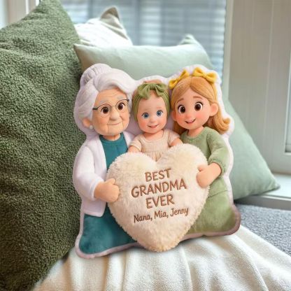 Best Grandma Ever - Personalized Grandma Faux Fur Shaped Pillow