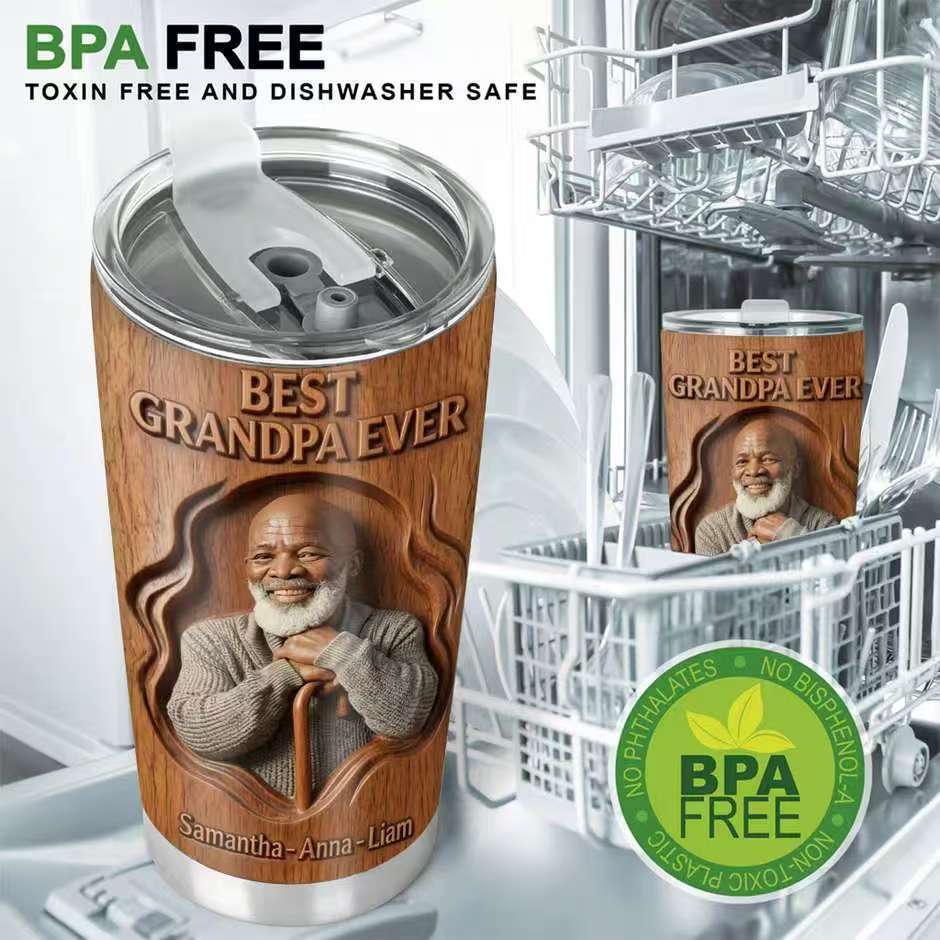 Dad Papa Custom From Photo - Personalized Grandpa Tumbler