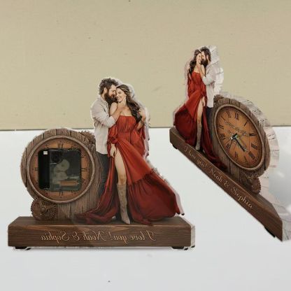 I Will Love You Until The End Of Time - Personalized Couple Desk Clock Plaque