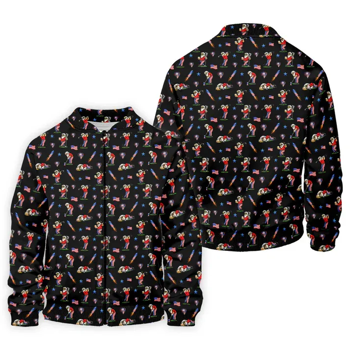 4th Of July Funny Man Golf And Beer Black Golf Shirt, Patriotic Golf Shirt, 250th Anniversary Golf Shirts For Men