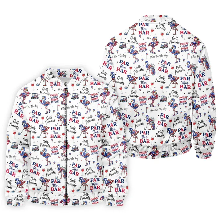 Par Then Bar Funny Flamingo Patriot Golf Shirt, 250th Anniversary Golf Shirts For Men, 4th Of July Golf Shirt