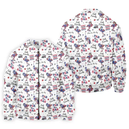 Par Then Bar Funny Flamingo Patriot Golf Shirt, 250th Anniversary Golf Shirts For Men, 4th Of July Golf Shirt