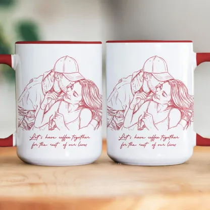 Custom Couple Photo Portrait How Lucky Are We Gift For Him, Her - Personalized Photo Accent Mug