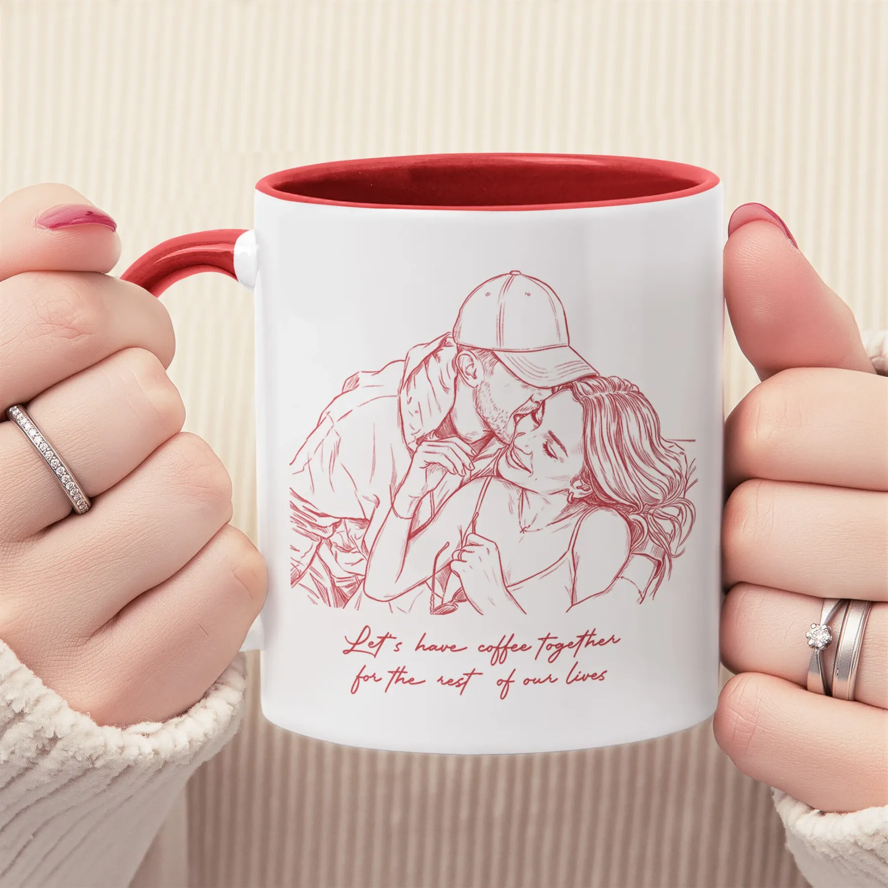 Custom Couple Photo Portrait How Lucky Are We Gift For Him, Her - Personalized Photo Accent Mug