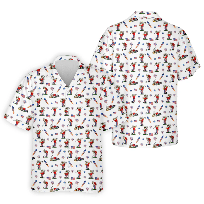 4th Of July Funny Man Golf And Beer USA Polo Shirt, Patriotic Golf Shirt, 250th Anniversary Golf Shirts For Men