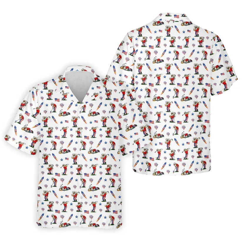 4th Of July Funny Man Golf And Beer USA Polo Shirt, Patriotic Golf Shirt, 250th Anniversary Golf Shirts For Men