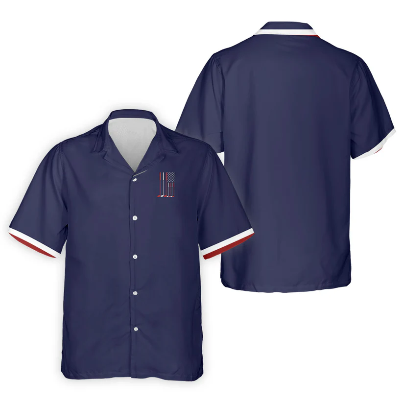 Golf Clubs America Flag Logo 250th Anniversary Navy Golf Shirt, Patriotic Golf Shirt, Golf Shirts For Men