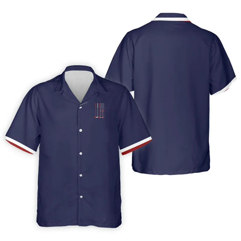 Golf Clubs America Flag Logo 250th Anniversary Navy Golf Shirt, Patriotic Golf Shirt, Golf Shirts For Men