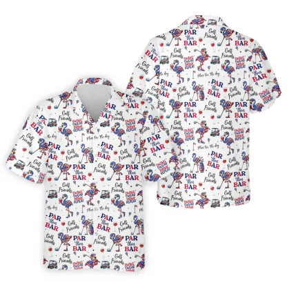 Par Then Bar Funny Flamingo Patriot Golf Shirt, 250th Anniversary Golf Shirts For Men, 4th Of July Golf Shirt