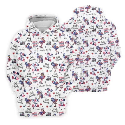 Par Then Bar Funny Flamingo Patriot Golf Shirt, 250th Anniversary Golf Shirts For Men, 4th Of July Golf Shirt