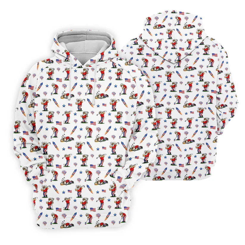 4th Of July Funny Man Golf And Beer USA Polo Shirt, Patriotic Golf Shirt, 250th Anniversary Golf Shirts For Men