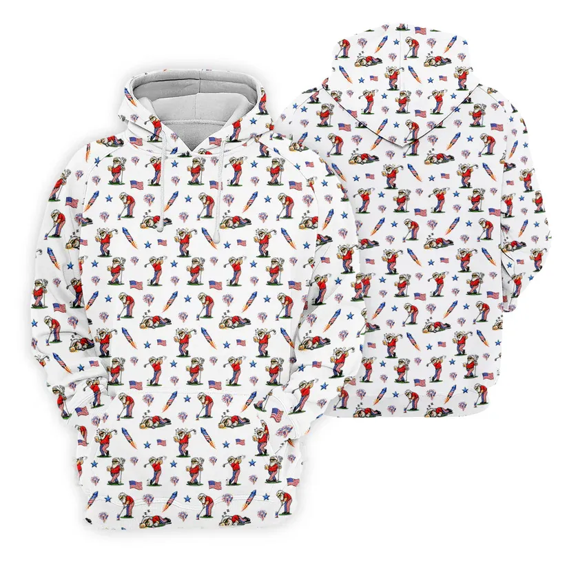 4th Of July Funny Man Golf And Beer USA Polo Shirt, Patriotic Golf Shirt, 250th Anniversary Golf Shirts For Men