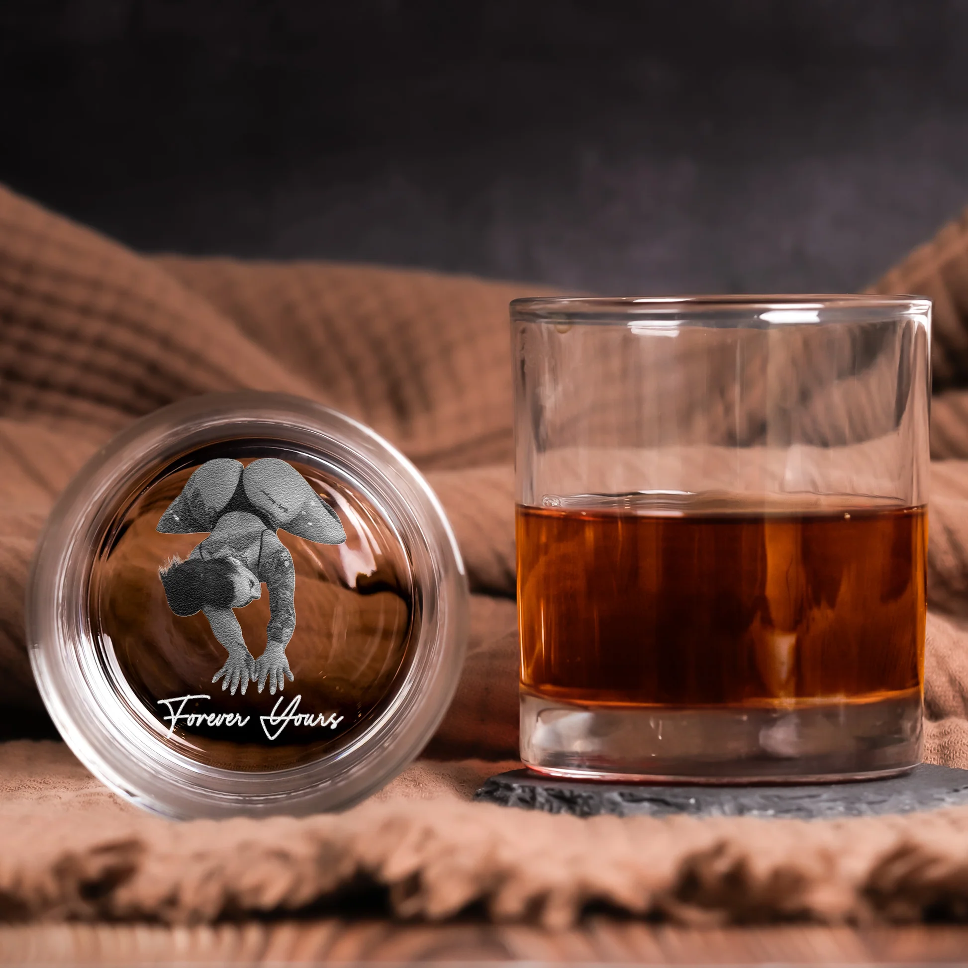 Laser-Engraved Glass With Spicy Photo For Him, Husband, Boyfriend - Personalized Whiskey Glass With Photo