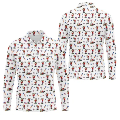 4th Of July Funny Man Golf And Beer USA Polo Shirt, Patriotic Golf Shirt, 250th Anniversary Golf Shirts For Men