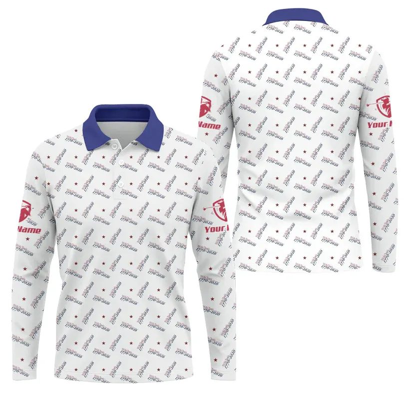 We The People 1776-2026 White Golf Shirt, 250th Anniversary Patriotic Golf Shirt, Golf Shirts For Men, Polo For Men