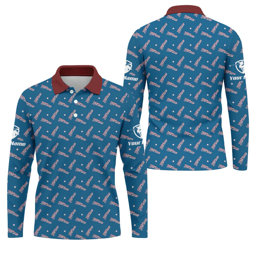 We The People 1776-2026 Navy Golf Shirt, 250th Anniversary Patriotic Golf Shirt, Golf Shirts For Men, Polo For Men