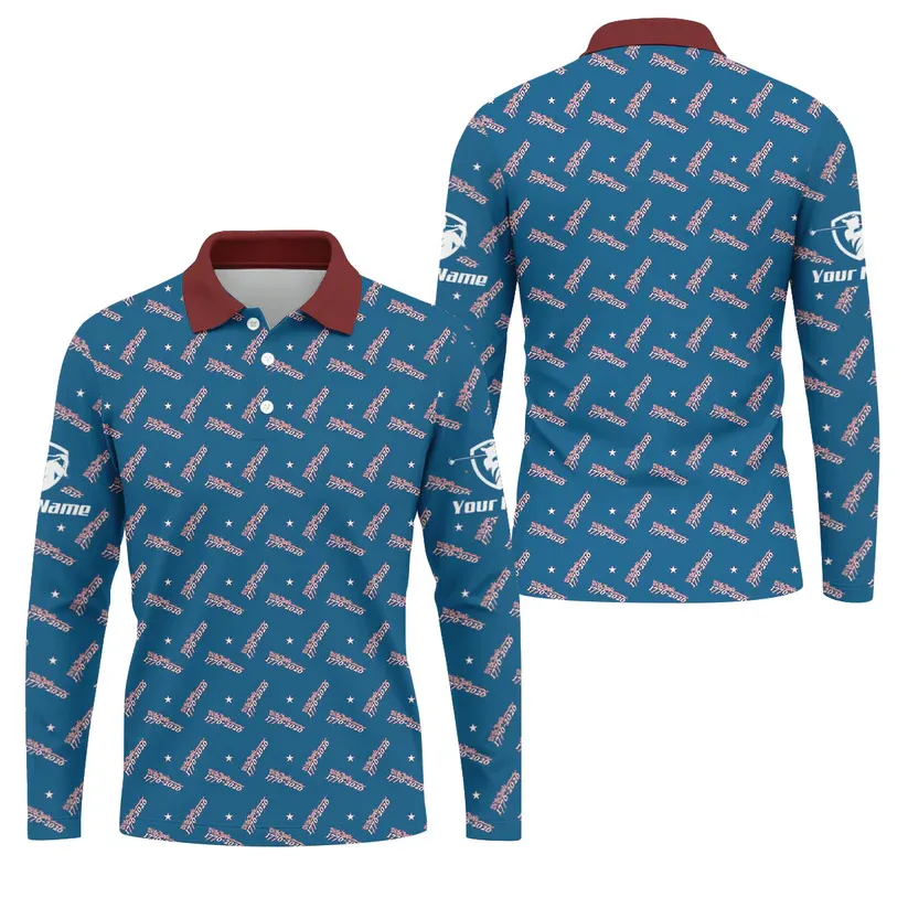 We The People 1776-2026 Navy Golf Shirt, 250th Anniversary Patriotic Golf Shirt, Golf Shirts For Men, Polo For Men