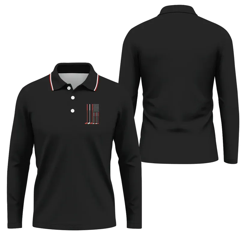 Golf Clubs America Flag Logo 250th Anniversary Navy Golf Shirt, Patriotic Golf Shirt, Golf Shirts For Men