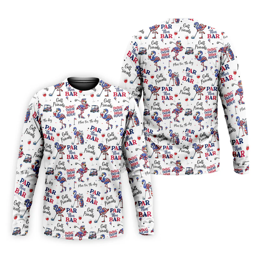 Par Then Bar Funny Flamingo Patriot Golf Shirt, 250th Anniversary Golf Shirts For Men, 4th Of July Golf Shirt