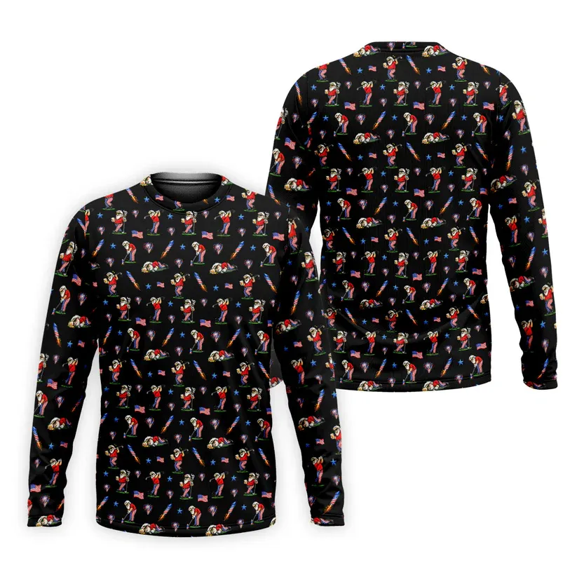 4th Of July Funny Man Golf And Beer Black Golf Shirt, Patriotic Golf Shirt, 250th Anniversary Golf Shirts For Men