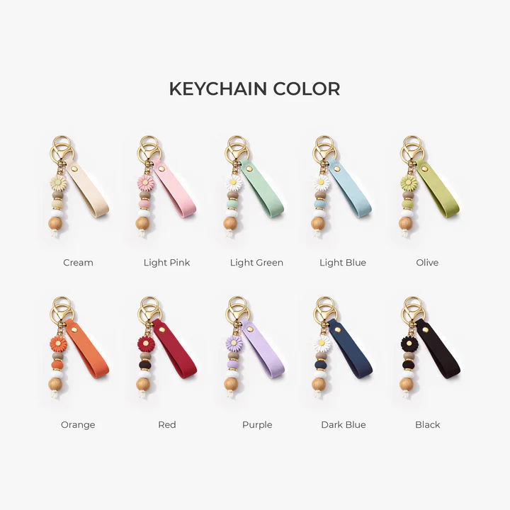 UV Printed Daisy Beaded Keychain with Name - Personalized Gifts for Her