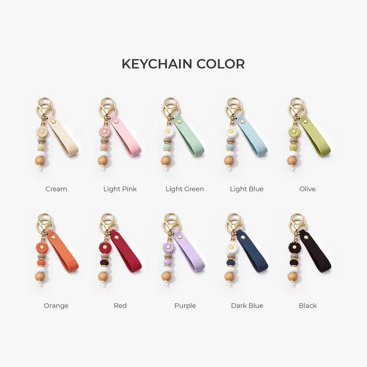 UV Printed Daisy Beaded Keychain with Name - Personalized Gifts for Her