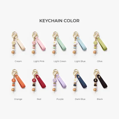 UV Printed Daisy Beaded Keychain with Name - Personalized Gifts for Her