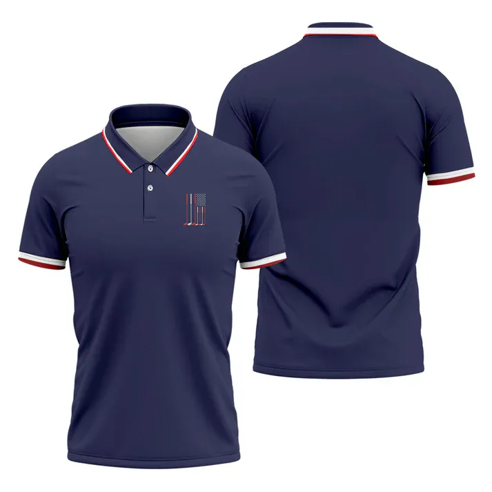 Golf Clubs America Flag Logo 250th Anniversary Navy Golf Shirt, Patriotic Golf Shirt, Golf Shirts For Men