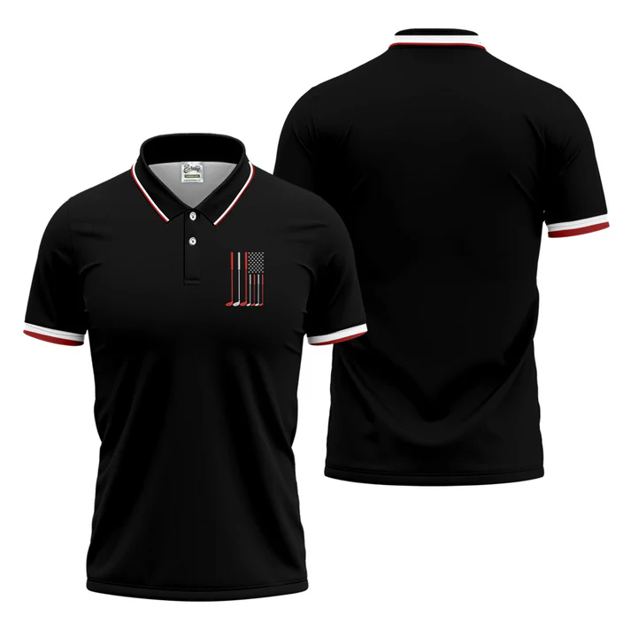 Golf Clubs America Flag Logo 250th Anniversary Navy Golf Shirt, Patriotic Golf Shirt, Golf Shirts For Men