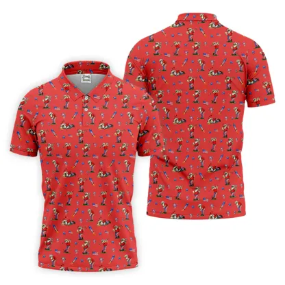 4th Of July Funny Man Golf And Beer Red Golf Shirt, Patriotic Golf Shirt, 250th Anniversary Golf Shirts For Men