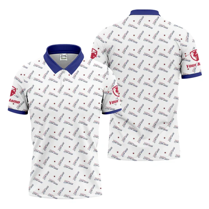 We The People 1776-2026 White Golf Shirt, 250th Anniversary Patriotic Golf Shirt, Golf Shirts For Men, Polo For Men