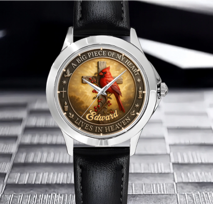 Customized Cardinal Cross Memorial Watch - Personalized Name - Gift for Family & Loved Ones