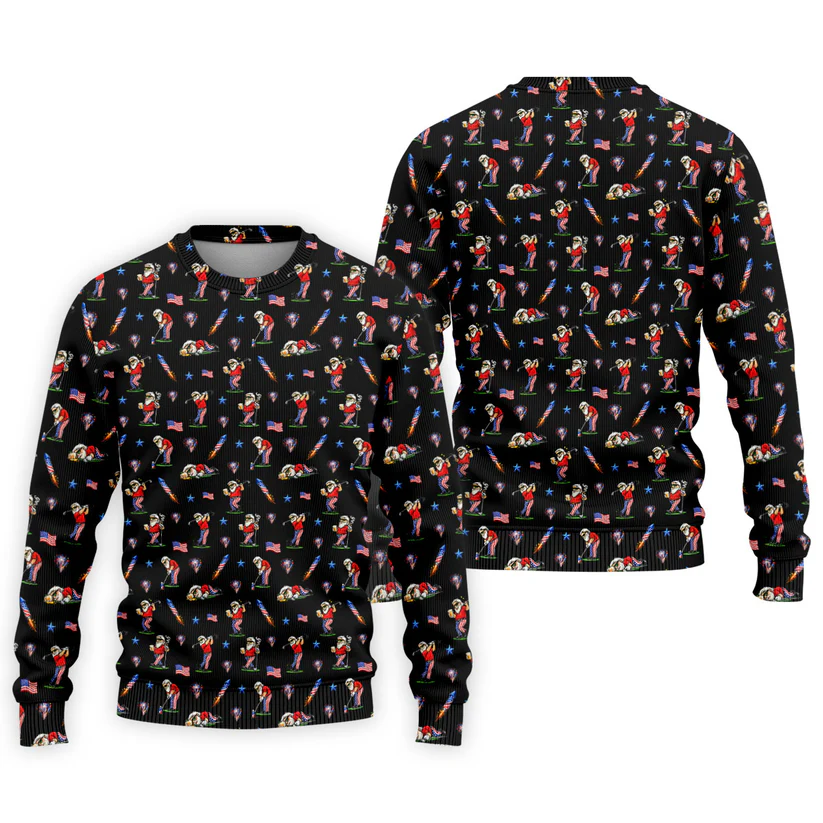 4th Of July Funny Man Golf And Beer Black Golf Shirt, Patriotic Golf Shirt, 250th Anniversary Golf Shirts For Men