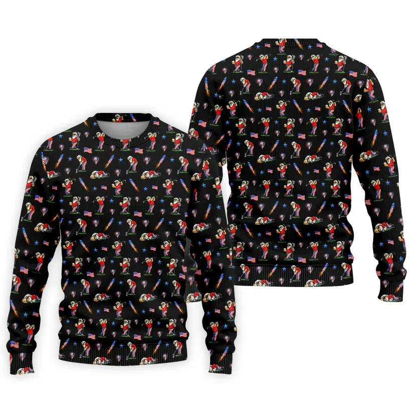 4th Of July Funny Man Golf And Beer Black Golf Shirt, Patriotic Golf Shirt, 250th Anniversary Golf Shirts For Men