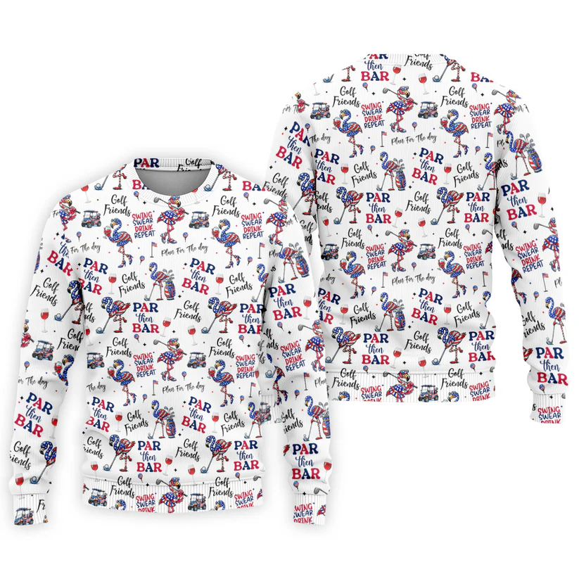 Par Then Bar Funny Flamingo Patriot Golf Shirt, 250th Anniversary Golf Shirts For Men, 4th Of July Golf Shirt