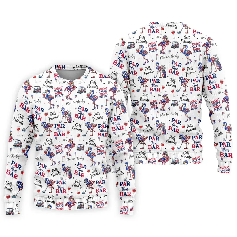 Par Then Bar Funny Flamingo Patriot Golf Shirt, 250th Anniversary Golf Shirts For Men, 4th Of July Golf Shirt