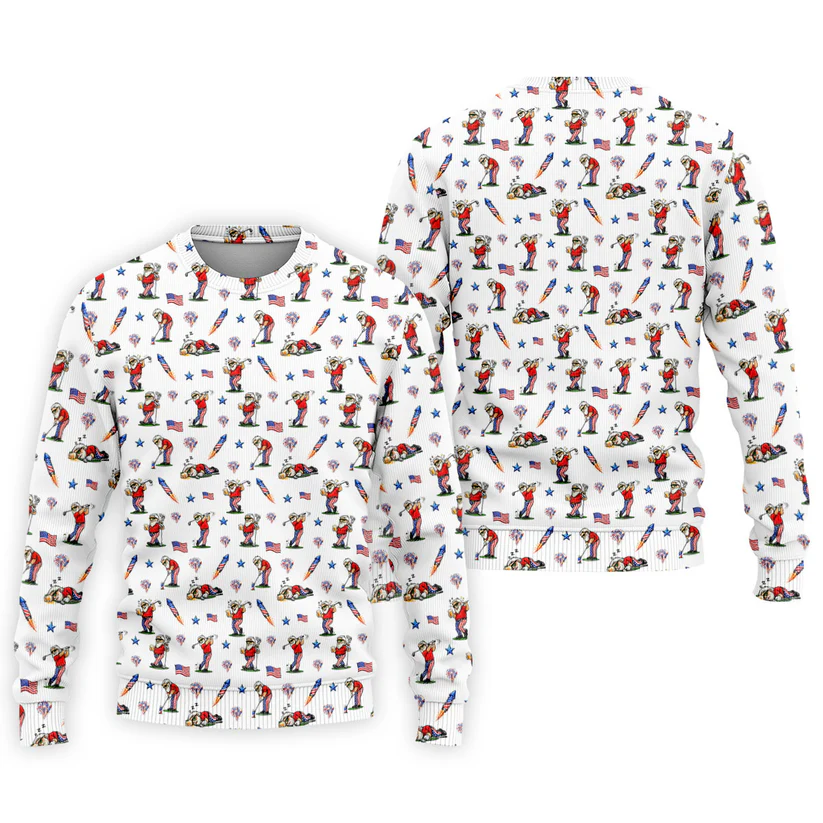 4th Of July Funny Man Golf And Beer USA Polo Shirt, Patriotic Golf Shirt, 250th Anniversary Golf Shirts For Men