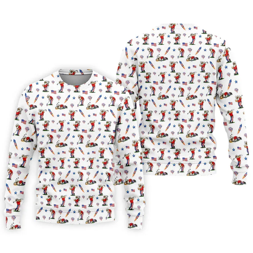 4th Of July Funny Man Golf And Beer USA Polo Shirt, Patriotic Golf Shirt, 250th Anniversary Golf Shirts For Men