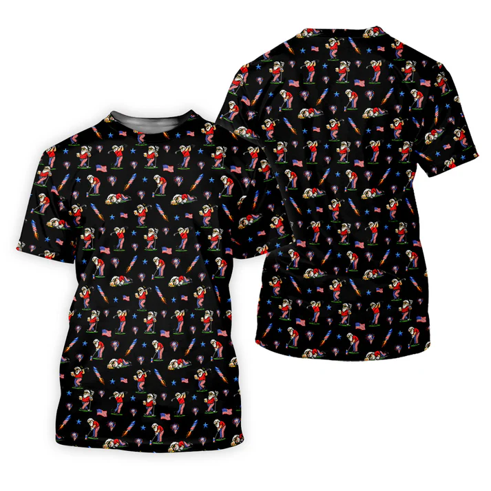 4th Of July Funny Man Golf And Beer Black Golf Shirt, Patriotic Golf Shirt, 250th Anniversary Golf Shirts For Men