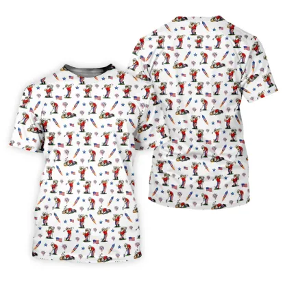 4th Of July Funny Man Golf And Beer USA Polo Shirt, Patriotic Golf Shirt, 250th Anniversary Golf Shirts For Men