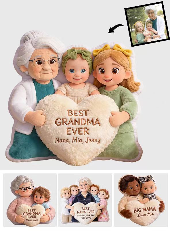 Best Grandma Ever - Personalized Grandma Faux Fur Shaped Pillow