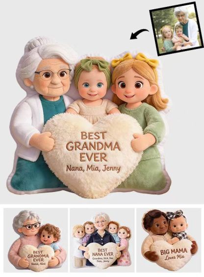 Best Grandma Ever - Personalized Grandma Faux Fur Shaped Pillow