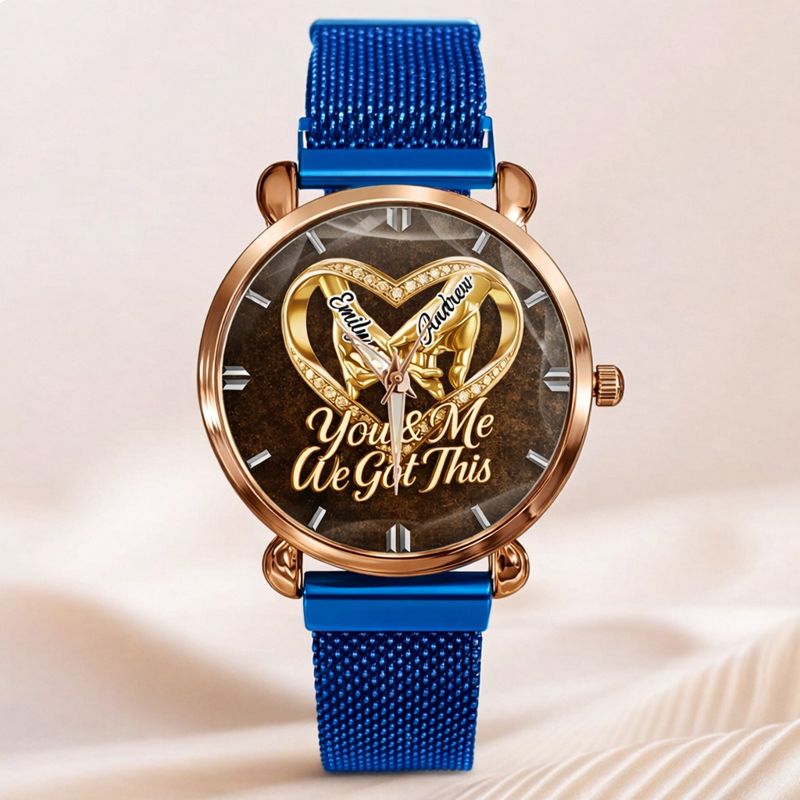 Customized Anniversary Wedding Couple Watch - Personalized Name - Gifts For Husband And Wife, Him And Her