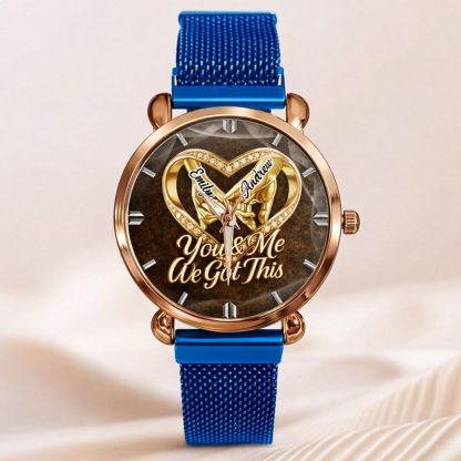 Customized Anniversary Wedding Couple Watch - Personalized Name - Gifts For Husband And Wife, Him And Her