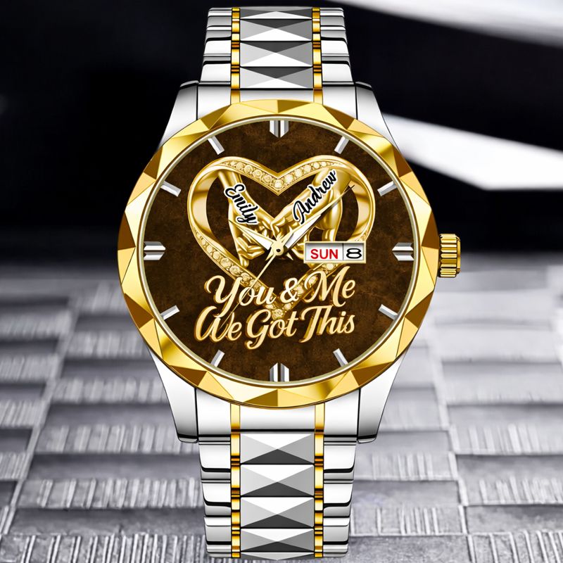 Customized Anniversary Wedding Couple Watch - Personalized Name - Gifts For Husband And Wife, Him And Her