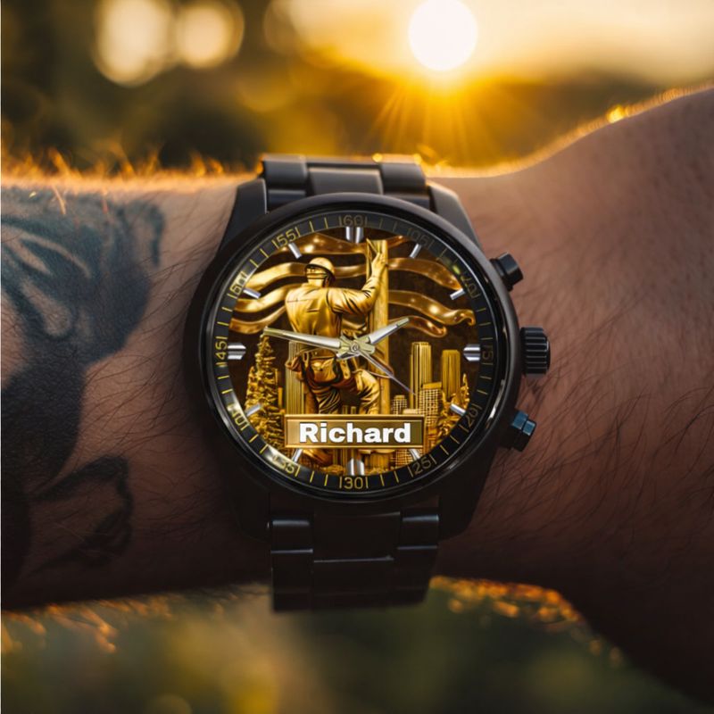 Lineworker Pride Customized Watch – Personalized Name - Gift For Lineworkers