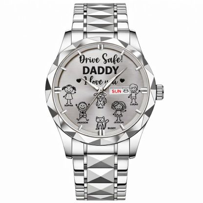 Drive Safe Grandpa Daddy Customized Watch - Personalized Name - Gift For Grandpa, Daddy