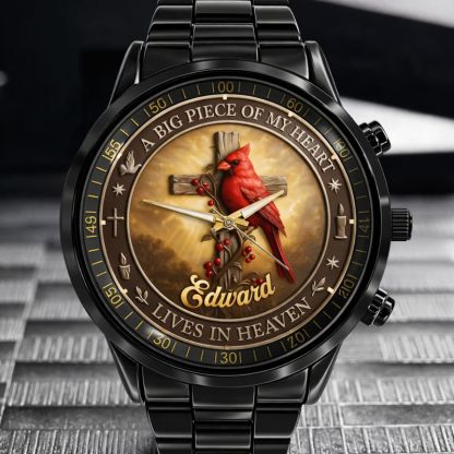 Customized Cardinal Cross Memorial Watch - Personalized Name - Gift for Family & Loved Ones