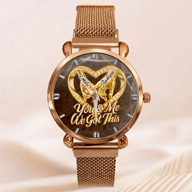 Customized Anniversary Wedding Couple Watch - Personalized Name - Gifts For Husband And Wife, Him And Her